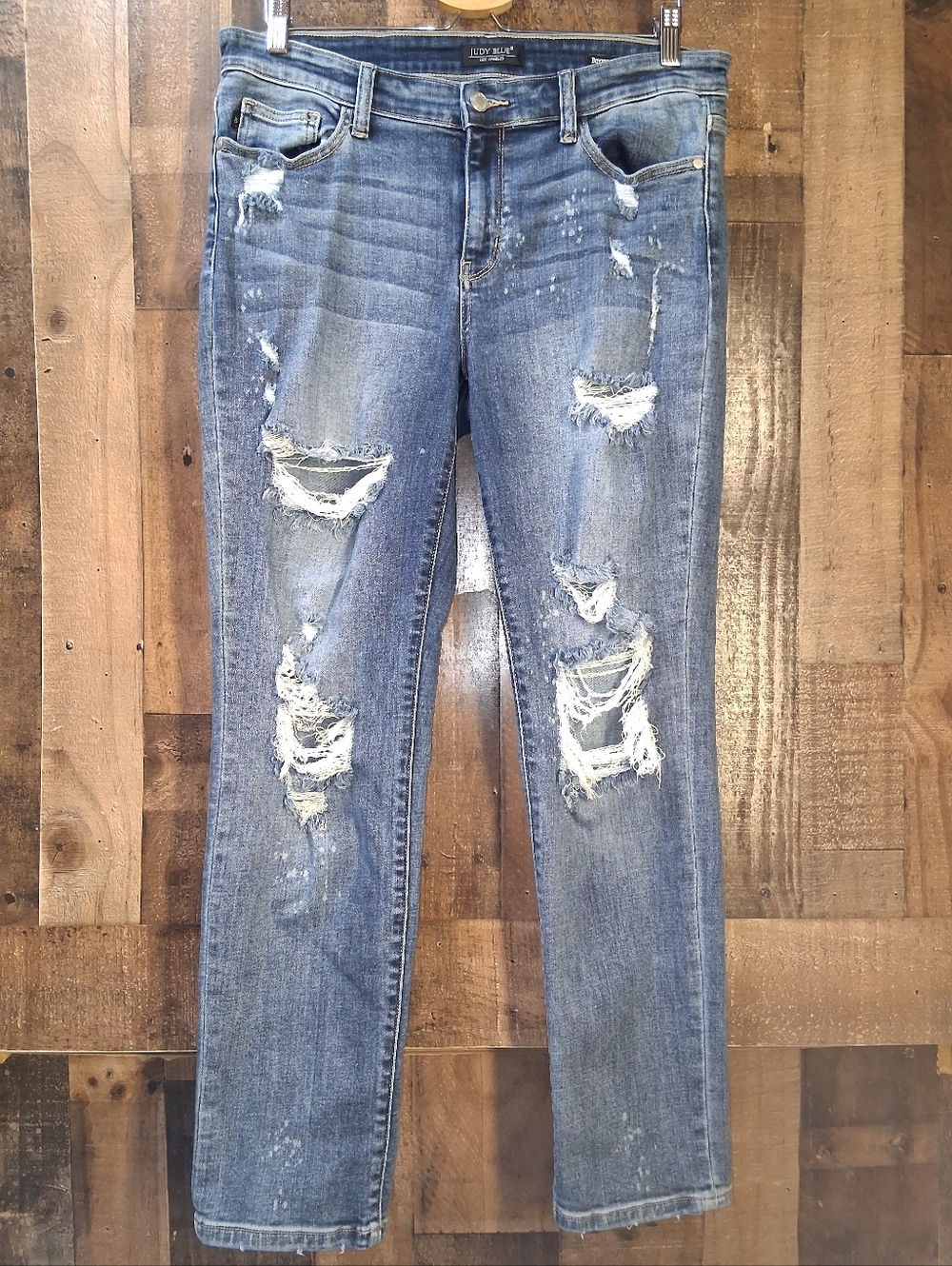 Judy Blue Distressed Bleach Boyfriend Fit Jeans Size 13 /31 Womens